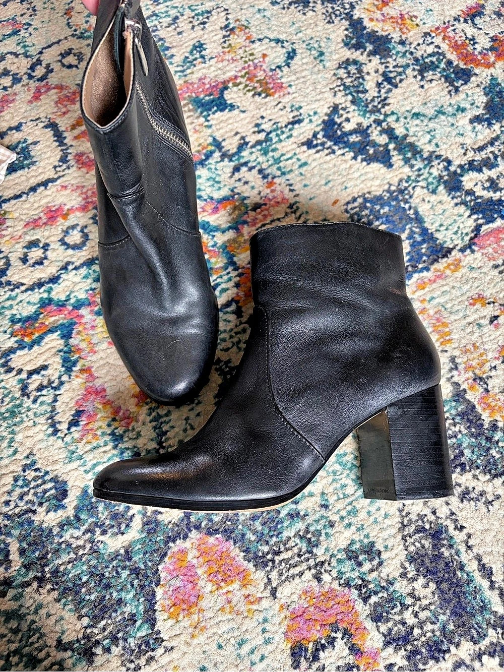 Adrienne Vittadini Black Leather Ankle Boots US 71⁄2